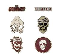 Goonies Mystery Enamel Pin Blind Box Series, The Goonies, Never Say Die, Skull Title Logo, One Eyed Willy Title Logo, Pirate Cross Swords, or One Eyed Willy Badge
