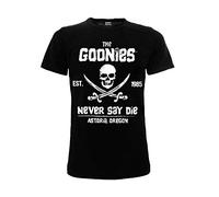Goonies Original Official Never Say Die T-Shirt Black Skull, Black, XL