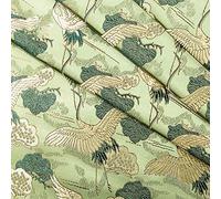 GOONSDS Embroidery Brocade Damask Fabric Silk Satin for Costume Kimono Upholstery (Sold by 0.5 Meter),Green
