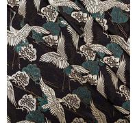 GOONSDS Embroidery Brocade Damask Fabric Silk Satin for Costume Kimono Upholstery (Sold by 0.5 Meter),Black