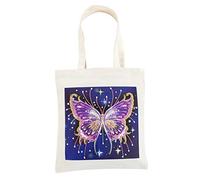 GOONSDS Tote Bag - Reusable Diamond Painting Cotton Fabric Foldable Shopping Bag with Handle,Durable Fashionable Bags for Shopping Daily Organization Rhinestone Diamond Art Handbag,O