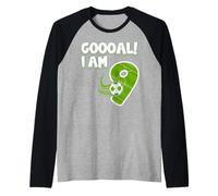 Goooal I-am 9 Soccer Sport Ninth Birthday-Boy Raglan Baseball Tee