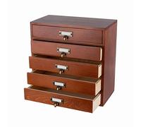 GoooodGIFT Desktop Drawer Organizer - Wooden Card Catalog Cabinet with Small Drawers - Vintage Rustic Desk Organizer (S-BROWN)