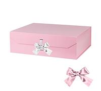GoooodGift Extra Large Pink Gift Box with Ribbon 19x16x6 Inches, Gift Box with Lid Magnetic Closure, Groomsman Proposal Box, Rectangle Collapsible Gift Boxes for Wedding Dress(Pink)
