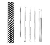 Goooxtex Pimple Popper Tool Kit Blackhead Remover Comedone Extractor Kit with Metal Case for Quick and Easy Removal of Pimples, Blackheads, Zit on Face - Acne Removal Kit 5 Pcs (Silver)