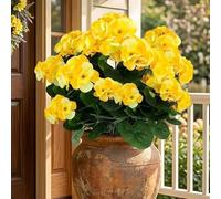 Goopatch Artificial Flowers, 6 Bundles Artificial Geranium Fake Flowers, UV Resistant Artificial Outdoor Flowers, That Look Real Fade Resistant for Porch, Patio & Garden (yellow)