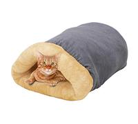 GOOPAWS 4 in 1 Self Warming Burrow Cat Bed, Pet Hideway Sleeping Cuddle Cave (Gray)