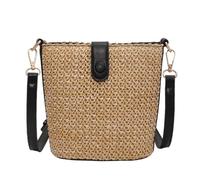 GOOPEEG Beach Bags for Women Women Small Straw Shoulder Bag Handwoven Crossbody Bags With Strap Summer Straw Bag(Color:Svart)