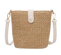 GOOPEEG Beach Bags for Women Women Small Straw Shoulder Bag Handwoven Crossbody Bags With Strap Summer Straw Bag(Color:White)