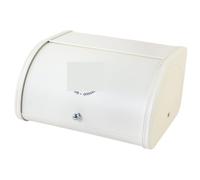 GOOPEEG Bread Bin, Pastries Metal Bread Box Countertop Storage Boxes With Roll Top Lid Bin Container Holder Breadbox Storage Bin for Fresh Loaves(White)