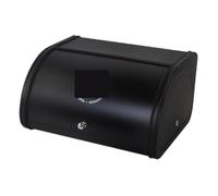 GOOPEEG Bread Bin, Pastries Metal Bread Box Countertop Storage Boxes With Roll Top Lid Bin Container Holder Breadbox Storage Bin for Fresh Loaves(Black)