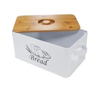 GOOPEEG Bread Bin, Pastries Modern Farmhouse Bread Box With Cutting Board Lid For Metal Storage Bin Storage Bin for Fresh Loaves