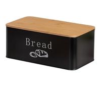 GOOPEEG Bread Bin, Pastries Stainless Steel Bread Box With Bamboo Cutting Board Lid Countertop Holder For Kitchen Storage Bin for Fresh Loaves(Black)