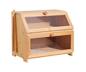 GOOPEEG Bread Bin, Pastries Wooden Bread Box For Kitchen Countertop With Clear Window Storage For Decor Storage Bin for Fresh Loaves