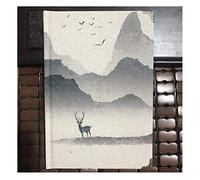 GOOPEEG Business Diary Portable Journal Creative Chinese Style Retro Linen Cover Notebook Ink Painting Lotus Flowers Thickened Hand Book Schedule Office Use Desk Diary(J)