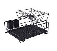 GOOPEEG Dish Drainer,Dish Rack Metal Drain Drying Rack Multifunction Dish Storage Kitchen Sink Cutlery Basket Easy Dish Organization