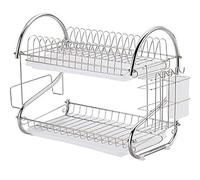 GOOPEEG Dish Drainer,Dish Rack S-shaped Dual Layers Bowls Dishes Chopsticks Spoons Collection Shelf Dish Kitchen Storage Drain Cutlery Rack Easy Dish Organization