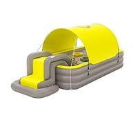 GOOPEEG Family Pool,Garden Inflatable Swimming Pool With Slide, Awning For Backyard Summer Blow Up Pool Play Center Lounge Padding Pool Parties(Yellow,2.1m)
