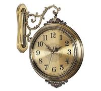 GOOPEEG Farmhouse Vintage Clock Two-Sided Wall Clock Metal Clock Living Room Home European-Style Modern Minimalist Silent Quartz Wall Watch Wall Clock for Bedroom Office