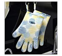 GOOPEEG Oven Gloves Five-finger Silicone Heat-resistant, Anti-scald Double-layer Insulated Gloves For Household Microwave Ovens,2Pcs Ideal for Baking(E)