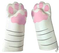 GOOPEEG Oven Gloves Heat Insulation Baking Anti-scalding Thick Oven High Temperature Resistance For Microwave,2Pcs Ideal for Baking(WHITE Cat's Claw Gloves)
