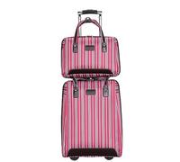 GOOPEEG Suitcase Trolley 2-Piece Nylon Luggage Stripe 20inch Luggage Sets Anti-Theft Combination Lock Suitcases Secure(D)