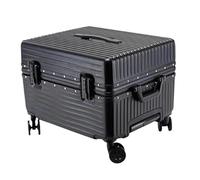 GOOPEEG Suitcase Trolley Carry On Luggage 20inch Wide Handle Suitcase,Hardshell with Aluminum Frame Spinner Secure(Black)