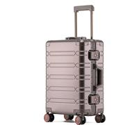 GOOPEEG Suitcase Trolley Silent Light Cabin Luggage Abrasion Resistance All-Aluminum Magnesium Alloy Trolley Case Secure(A,24")