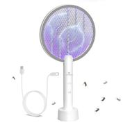 GooQand 1 x LED Electric Mosquito Racket, 4000 V Rechargeable 2-in-1 Electric Mosquito Racket with USB, 3-Layer Mesh Protection, Suitable for Indoor and Outdoor Camping, White