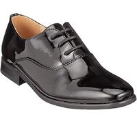 Goor Boys Oxford Lace Up Patent Party Wedding Shoes - Black Patent PU, Small Kids UK 11 / EU 29