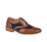 Boy's New Tan Navy 5 Eye Brogue Oxford Shoe (4 UK, Tan/Navy)