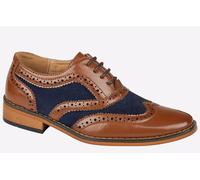 Boy's New Tan Navy 5 Eye Brogue Oxford Shoe (5.5 UK, Tan/Navy)