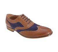 Goor Gatsby Mens designer Brogue Tan Brown with Blue insert Mens Shoes Size 12