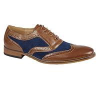 Goor Gatsby Mens designer Brogue Tan Brown with Blue insert Mens Shoes Size 8