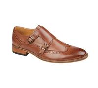 GOOR M429B Twin Buckle Mens Brogue Monk Shoes Brown