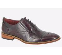 Goor ISAAC Mens PU Lace Up Oxford Brogue Shoes Oxblood UK 12