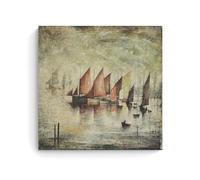 GOORAL L. S. Lowry Painter's Work《Sailing Boats》Posters Artworks Picture Print Wall Art Painting Canvas Decor Homes Decorative 16x16inch(40x40cm)