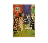 GOORAL Louis Wain Painter's Work《Cats At Tea Party》Posters Wall Art Picture Painting Canvas Prints Artworks Bedroom Living Room Decor 16x24inch(40x60cm)