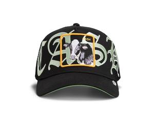 Goorin Bros. Old English Cash Trucker Cap Mesh Cow Patch Logo Black