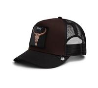 Goorin Bros The Farm Dead Skull Trucker Cap, Brown and Black, with Embroidered Skull Patch