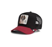 Goorin Bros. The Farm Top Dog Trucker Cap, Black and Red, with Embroidered Dog Patch