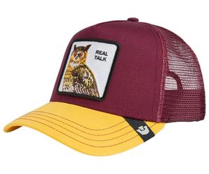 Goorin Bros Unisex The Real Talk Owl Trucker Hat - Maroon Red/Yellow