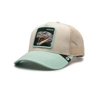 Goorin Bros. Vicious The Farm Trucker Cap Beige and Green with Embroidered Snake Patch