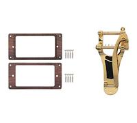 Goorvoucs 10 Pcs Guitar Accessories: 8 Pcs Alloys Tremolo Tailpiece Bridge Crank Bar & 2Pcs Wooden Humbucker Guitar Pickup Frame