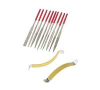 Goorvoucs 10Pcs Guitar Fret Nut Saddle Slot Pickguard Grinding File & 2Pcs Metal String Spreaders Guitar Luthier Tool Yellow