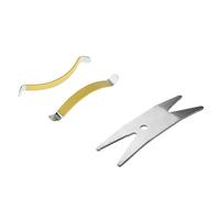 Goorvoucs 1Pcs Pocketable Stainless Steel Tool Multi Spanner Wrench for Guitar Switch Knob Tuner Guitar Parts & 2Pcs Metal String Spreaders Guitar Luthier Tool for Cleaning Fretboard Yellow