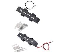 Goorvoucs 2 Pcs Pro Electric Bass Open Type Noiseless Bridge Pickup for 4 String Style,Black (95X18.3Mm with 92X18.3Mm)