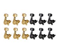 Goorvoucs 2 Set 6R Locked String Tuning Pegs Key Tuners Machine Heads for Acoustic Electric Guitar Lock Gold & Black