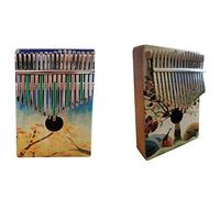 Goorvoucs 2Pcs 17 Key Thumb Piano with Study Instruction and Tune Hammer Wood Hand Finger Piano Mbira Gifts - Animals &