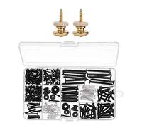 Goorvoucs 2Pcs Wool Copper Guitar Strap Lock Gold & 1 Set Electric Guitar Screw Kit (9 Types) Switch Neck Plate Strap Buttons